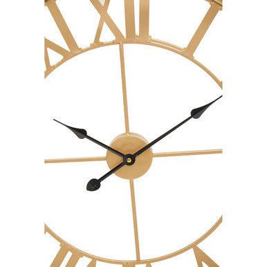 Orsina Genova Large Gold Metal Wall Clock | Modern Roman Numeral Decor