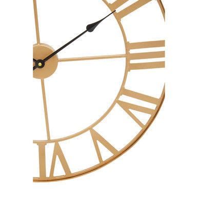 Orsina Genova Large Gold Metal Wall Clock | Modern Roman Numeral Decor