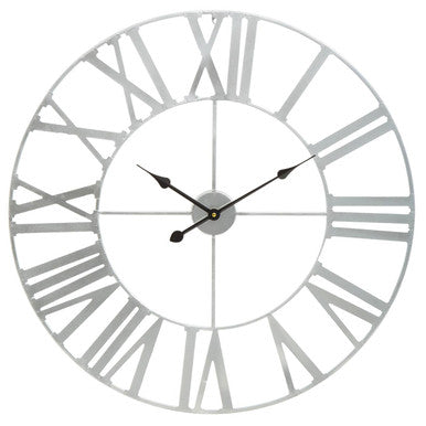 Orsina Genova Silver Metal Wall Clock – Modern Minimalist Quartz Decor