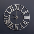 Orsina Genova Silver Metal Wall Clock – Modern Minimalist Quartz Decor