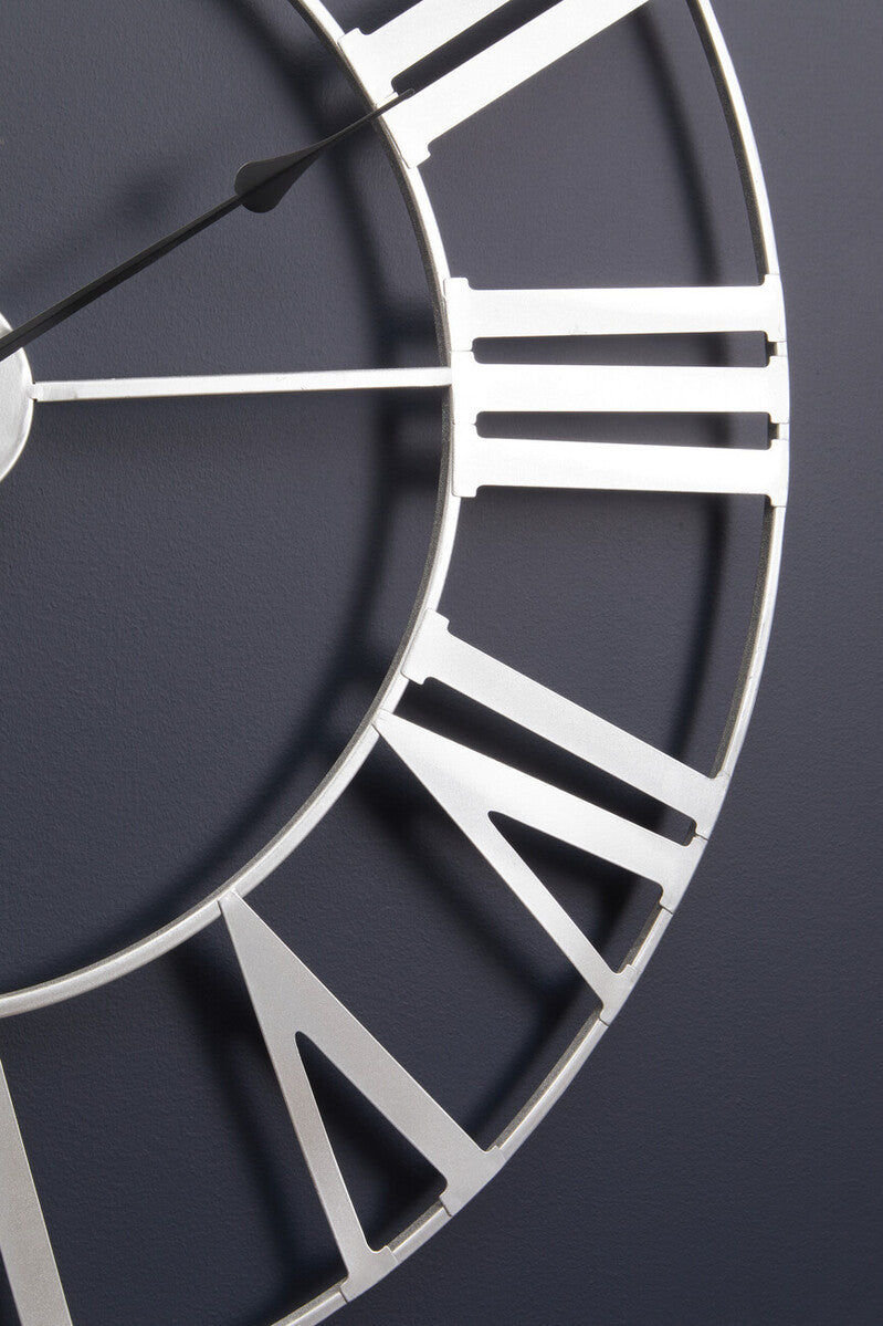 Orsina Genova Silver Metal Wall Clock – Modern Minimalist Quartz Decor