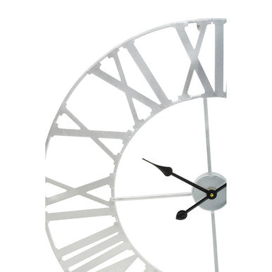 Orsina Genova Silver Metal Wall Clock – Modern Minimalist Quartz Decor
