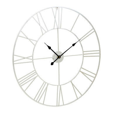 Orsina Genova Silver Metal Roman Numeral Wall Clock – Oversized 80cm