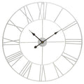 Orsina Genova Silver Metal Roman Numeral Wall Clock – Oversized 80cm