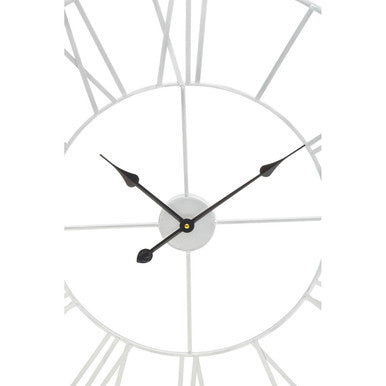 Orsina Genova Silver Metal Roman Numeral Wall Clock – Oversized 80cm