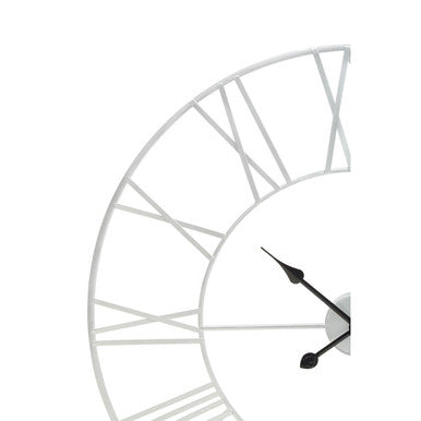 Orsina Genova Silver Metal Roman Numeral Wall Clock – Oversized 80cm