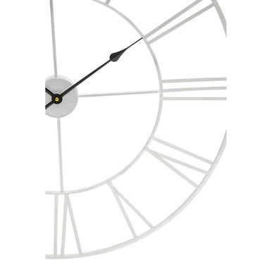 Orsina Genova Silver Metal Roman Numeral Wall Clock – Oversized 80cm