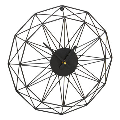 Orsina Genova Small Black Metal Wall Clock – Modern Quartz Timepiece