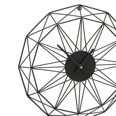 Orsina Genova Small Black Metal Wall Clock – Modern Quartz Timepiece