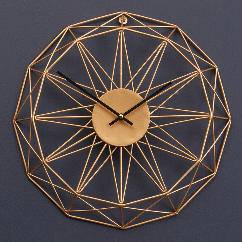 Orsina Genova Small Gold Metal Wall Clock – Modern Geometric Design