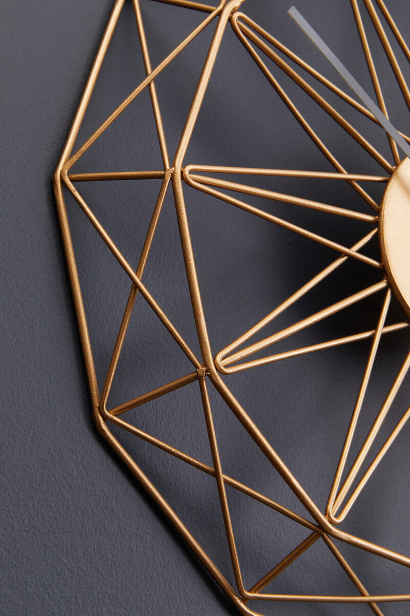 Orsina Genova Small Gold Metal Wall Clock – Modern Geometric Design