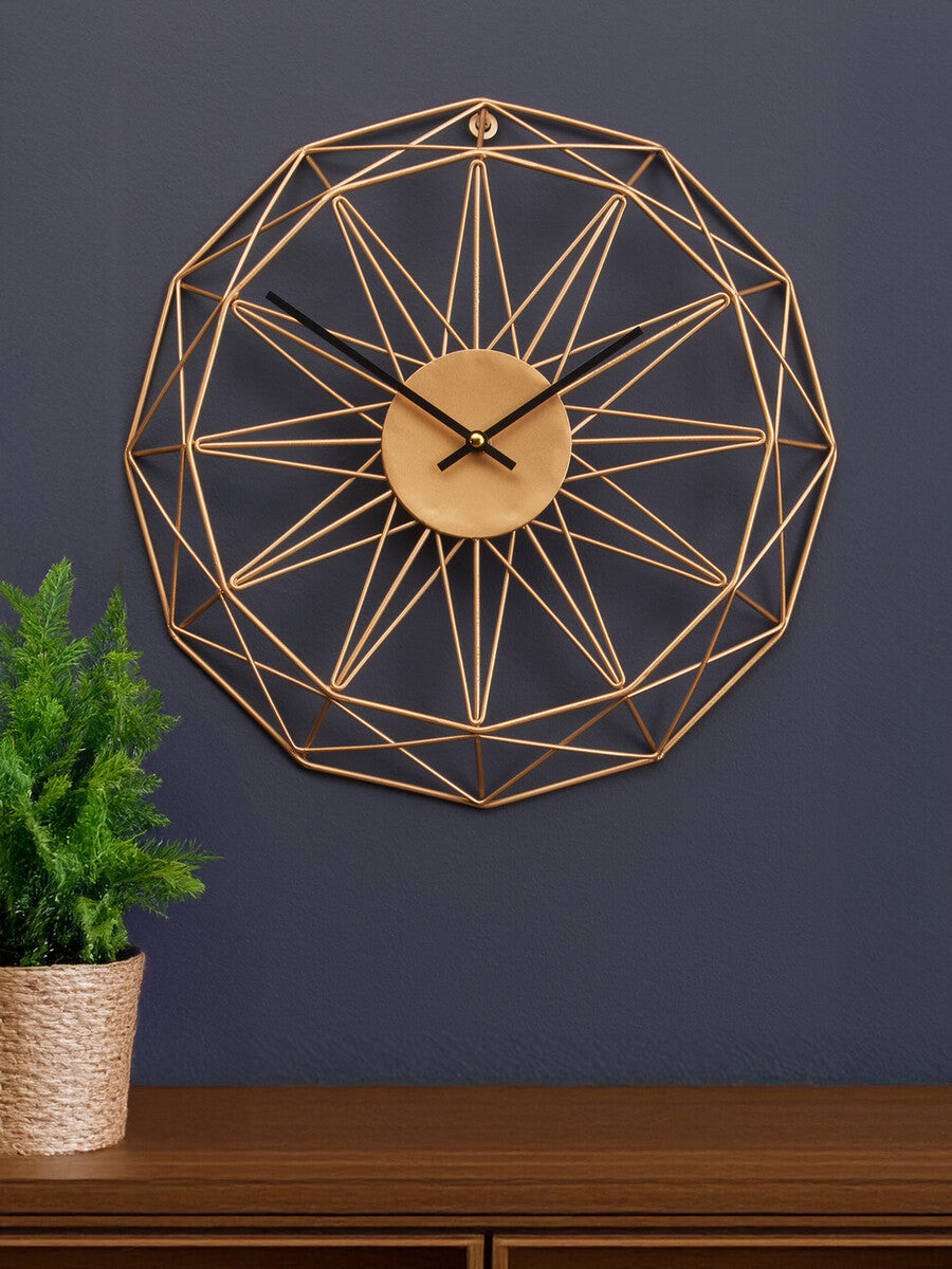 Orsina Genova Small Gold Metal Wall Clock – Modern Geometric Design
