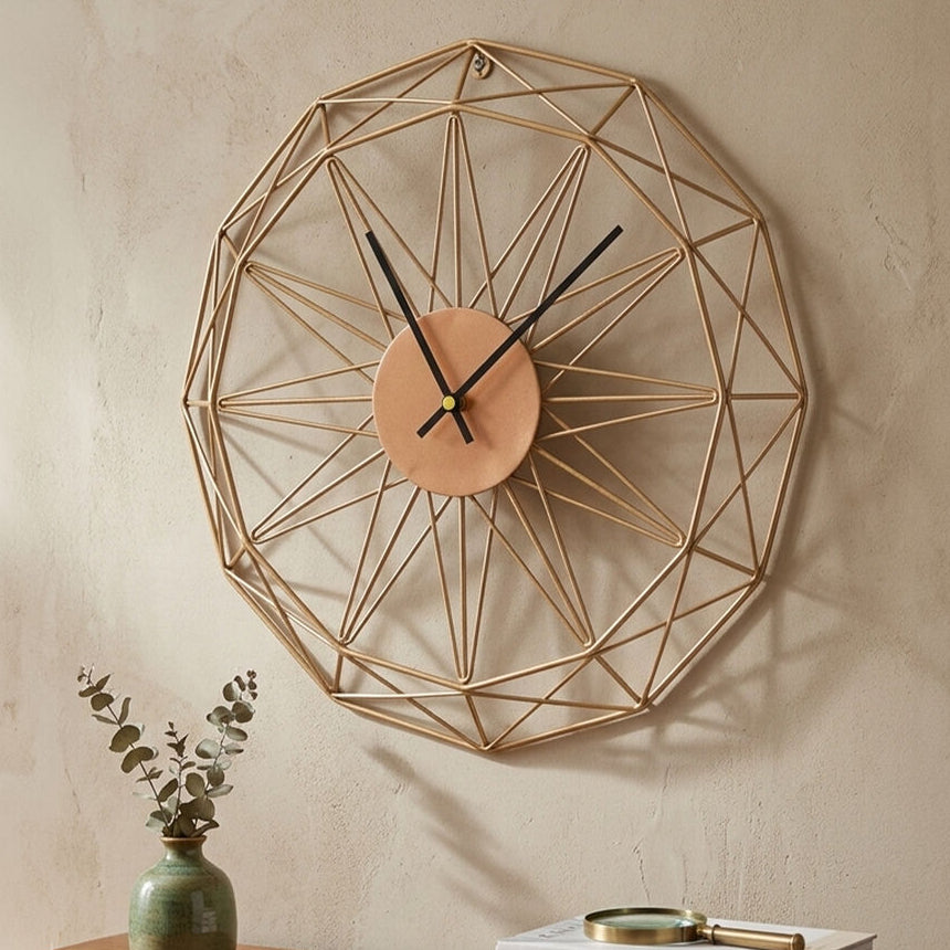 Orsina Genova Small Gold Metal Wall Clock – Modern Geometric Design