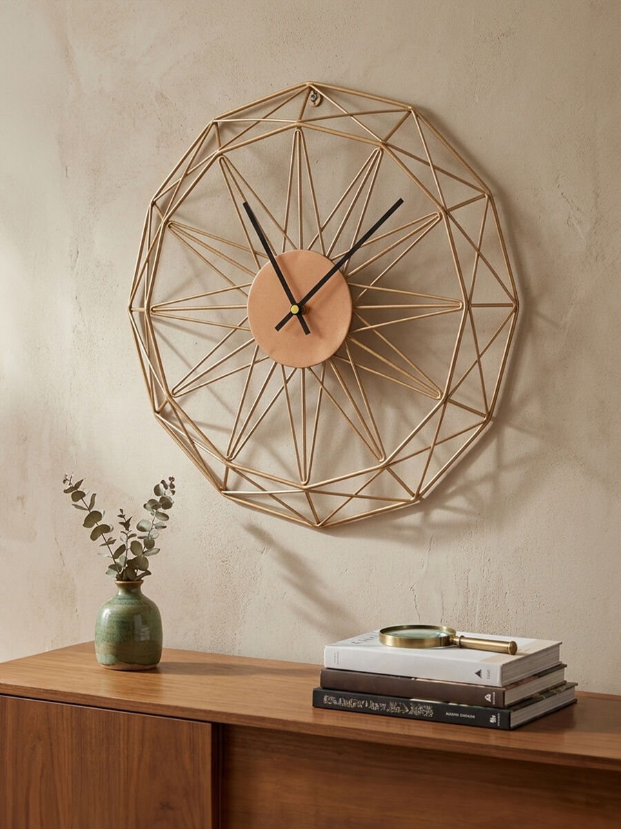 Orsina Genova Small Gold Metal Wall Clock – Modern Geometric Design