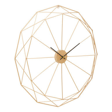 Orsina Genova Geometric Gold Metal Wall Clock – Modern Minimalist Decor