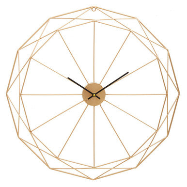 Orsina Genova Geometric Gold Metal Wall Clock – Modern Minimalist Decor