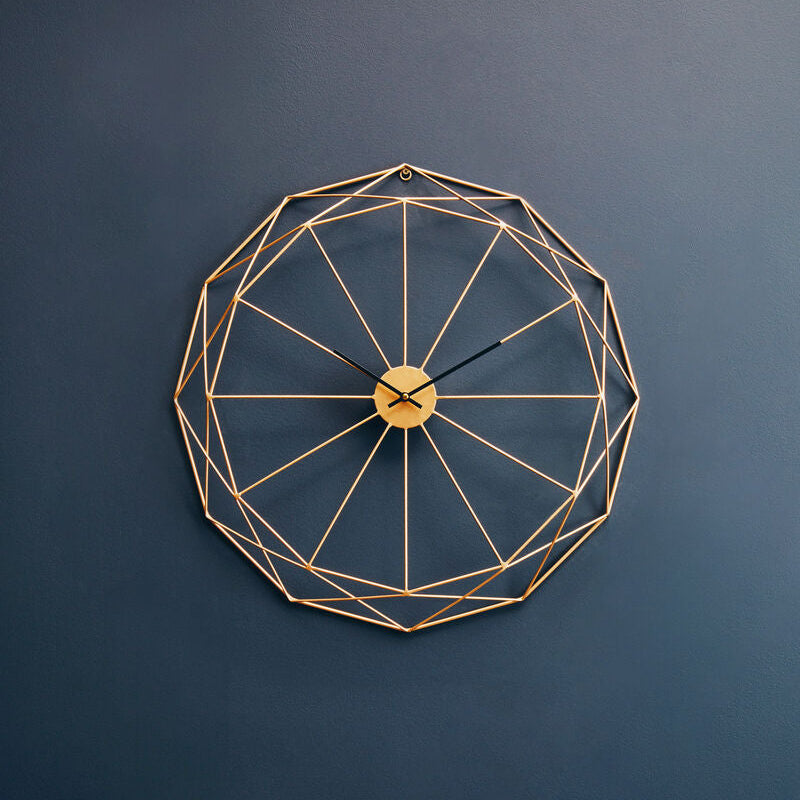Orsina Genova Geometric Gold Metal Wall Clock – Modern Minimalist Decor