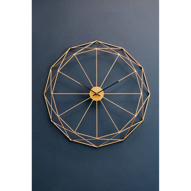 Orsina Genova Geometric Gold Metal Wall Clock – Modern Minimalist Decor