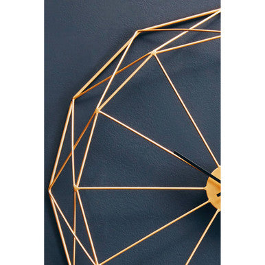 Orsina Genova Geometric Gold Metal Wall Clock – Modern Minimalist Decor