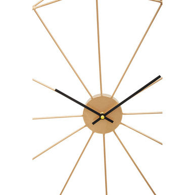 Orsina Genova Geometric Gold Metal Wall Clock – Modern Minimalist Decor