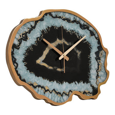 Orsina Celina Black and Gold Agate Effect Wall Clock | Quartz Movement