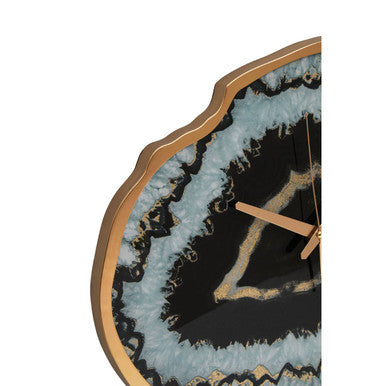 Orsina Celina Black and Gold Agate Effect Wall Clock | Quartz Movement