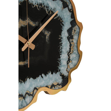 Orsina Celina Black and Gold Agate Effect Wall Clock | Quartz Movement