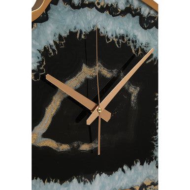 Orsina Celina Black and Gold Agate Effect Wall Clock | Quartz Movement