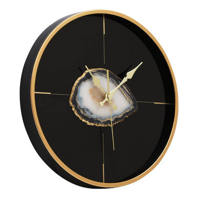 Orsina Celina Modern Wall Clock – Black and Gold Round Quartz Clock