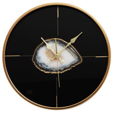 Orsina Celina Modern Wall Clock – Black and Gold Round Quartz Clock