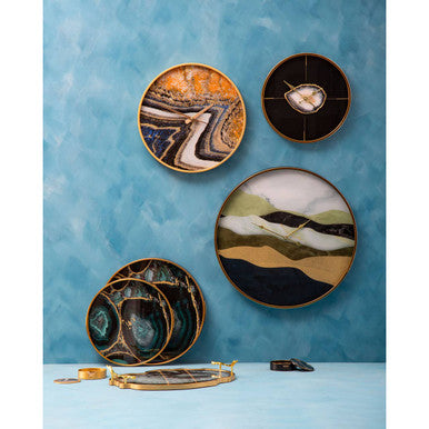 Orsina Celina Modern Wall Clock – Black and Gold Round Quartz Clock