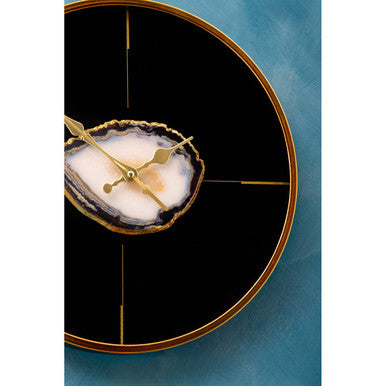 Orsina Celina Modern Wall Clock – Black and Gold Round Quartz Clock