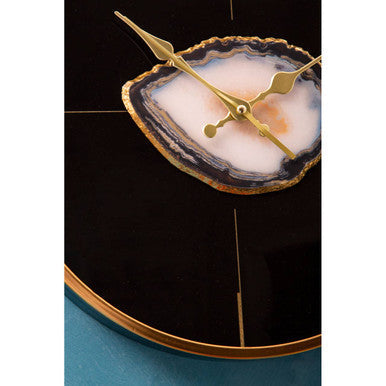 Orsina Celina Modern Wall Clock – Black and Gold Round Quartz Clock