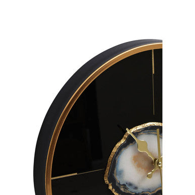 Orsina Celina Modern Wall Clock – Black and Gold Round Quartz Clock