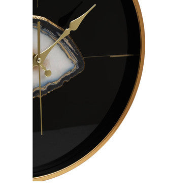 Orsina Celina Modern Wall Clock – Black and Gold Round Quartz Clock
