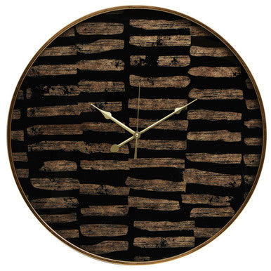 Orsina Celina Modern Wall Clock – Black and Gold Glass Timepiece