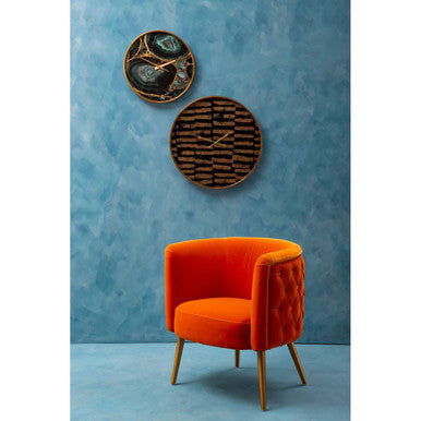 Orsina Celina Modern Wall Clock – Black and Gold Glass Timepiece