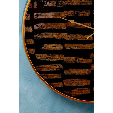 Orsina Celina Modern Wall Clock – Black and Gold Glass Timepiece