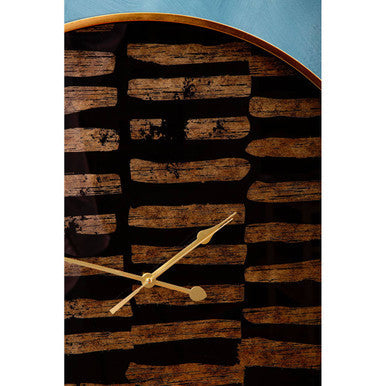 Orsina Celina Modern Wall Clock – Black and Gold Glass Timepiece