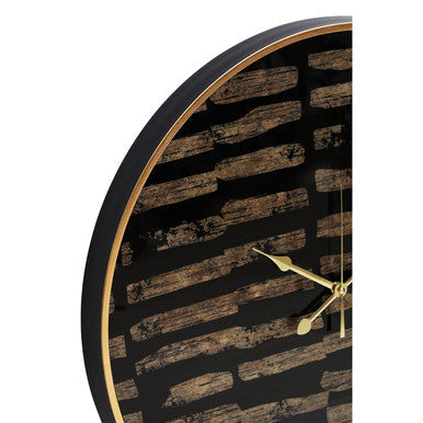Orsina Celina Modern Wall Clock – Black and Gold Glass Timepiece