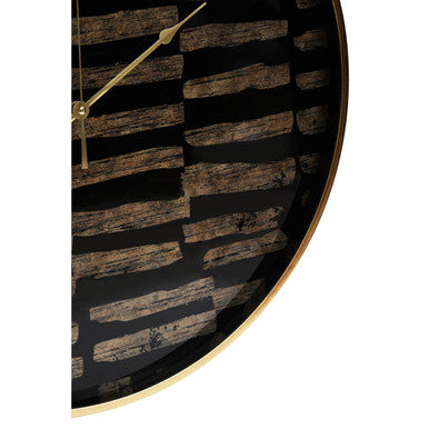 Orsina Celina Modern Wall Clock – Black and Gold Glass Timepiece