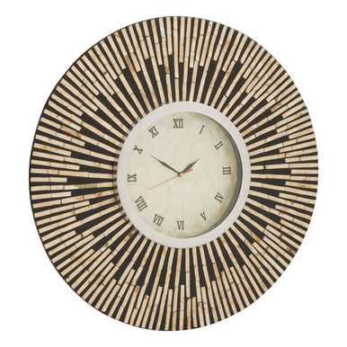 Orsina Palu Shell Wall Clock – Black and Natural Mosaic Inlay