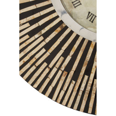 Orsina Palu Shell Wall Clock – Black and Natural Mosaic Inlay