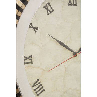 Orsina Palu Shell Wall Clock – Black and Natural Mosaic Inlay