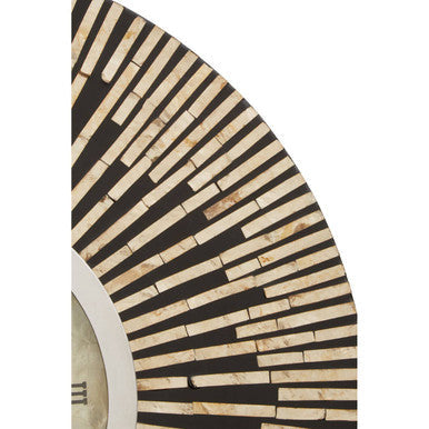 Orsina Palu Shell Wall Clock – Black and Natural Mosaic Inlay