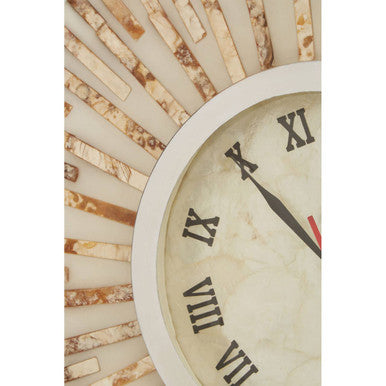 Orsina Palu Natural Shell Wall Clock – Coastal Mosaic Roman Numeral Dial