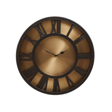 Orsina Mateo Small Wall Clock – Black and Antique Gold Roman Numerals