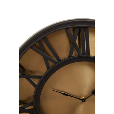 Orsina Mateo Small Wall Clock – Black and Antique Gold Roman Numerals