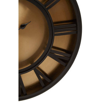 Orsina Mateo Small Wall Clock – Black and Antique Gold Roman Numerals
