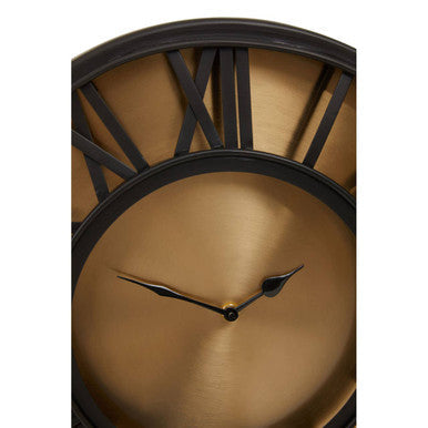 Orsina Mateo Small Wall Clock – Black and Antique Gold Roman Numerals